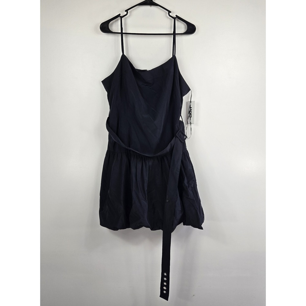 DKNY Women's Size 14 Black Belted Bubble Hem Mini Skirt NWT